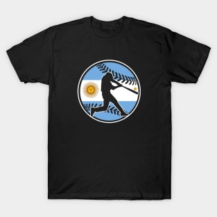 Argentina Flag Baseball Hitter Argentinian Baseball Fan T-Shirt